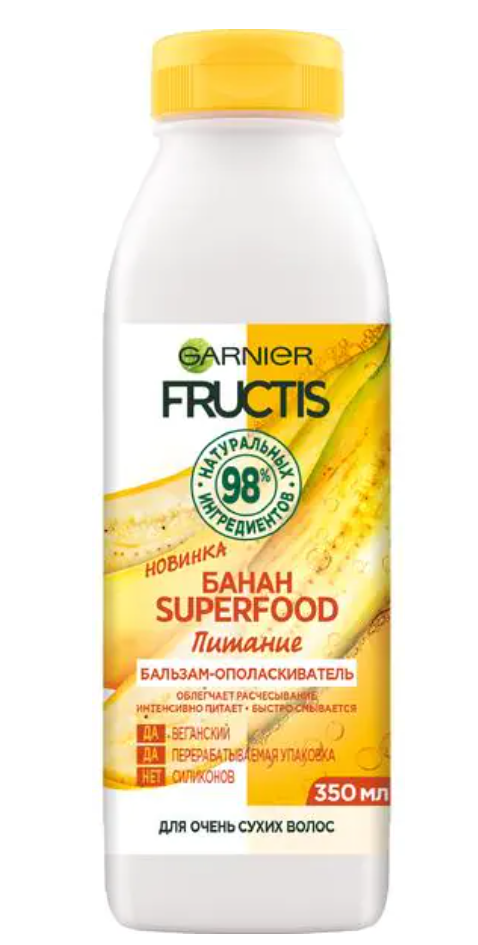 фото упаковки Garnier Fructis Бальзам-ополаскиватель Superfood Питание Банан