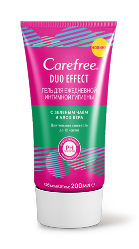 фото упаковки Carefree Duo effect Гель для интимной гигиены