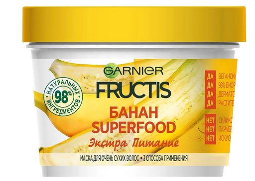 Garnier Fructis Маска Superfood Питание Банан, маска, для очень сухих волос, 390 мл, 1 шт.