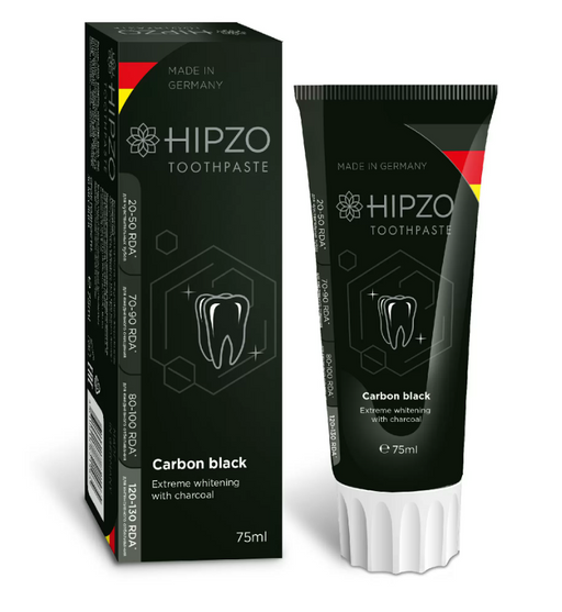 Hipzo Carbon Black Зубная паста экстра-отбеливающая, паста, с углем, 75 мл, 1 шт.